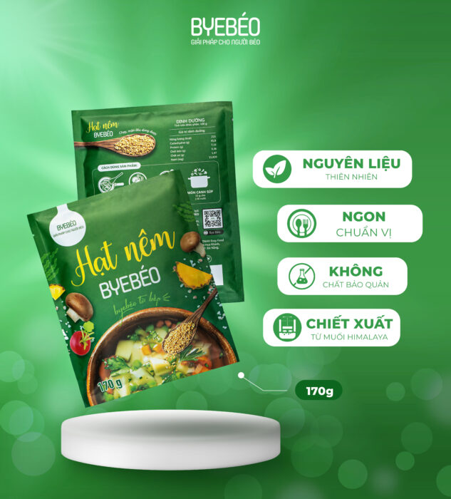 Hạt nêm healthy làm từ nấm và rau củ, đã được tét GI. Có trong combo 7 ngày Bye Béo